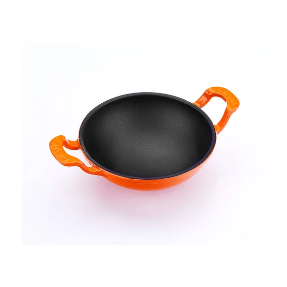 Lava Döküm Mini Wok Yekpare Kulplu Çap(Ø)16cm.  Turuncu - 2