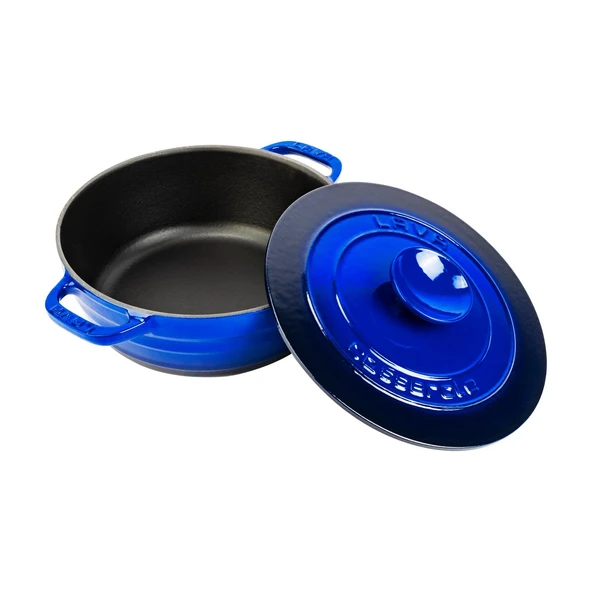 Lava Döküm Yuvarlak Tencere Döküm Demir Kapak Experience Serisi Çap(Ø)28cm  Mavi - Resim 2