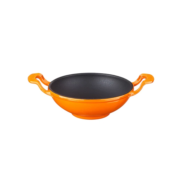 Lava Döküm Mini Wok Yekpare Kulplu Çap(Ø)16cm.  Turuncu