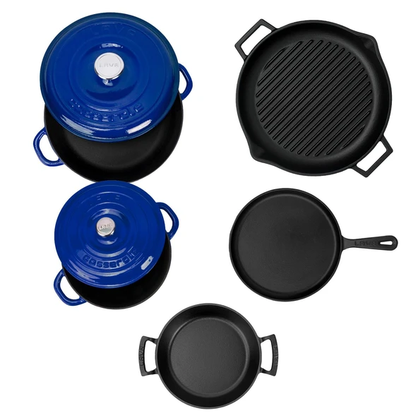 Lava Döküm 5x Trendy Serisi 8 Parça Tencere & Tava Seti  Mavi - Resim 4