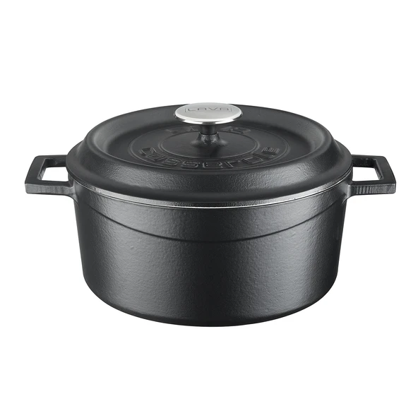 Lava Döküm Yuvarlak Tencere Döküm Demir Yekpare Kulplu Edition Serisi Çap(Ø)24cm.  Siyah ürün görseli 1