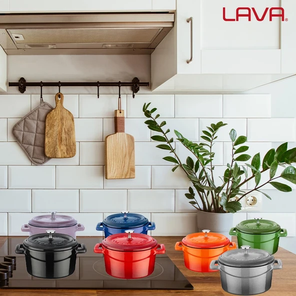 Lava Döküm Mini Tencere. Trendy Serisi Çap(Ø)10 cm.  Gri - 7