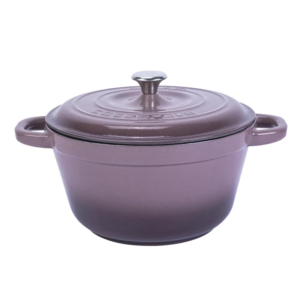 Lava Döküm Yuvarlak Tencere Döküm Demir Kapak New Heritage Serisi Çap(Ø)26cm.  Mor