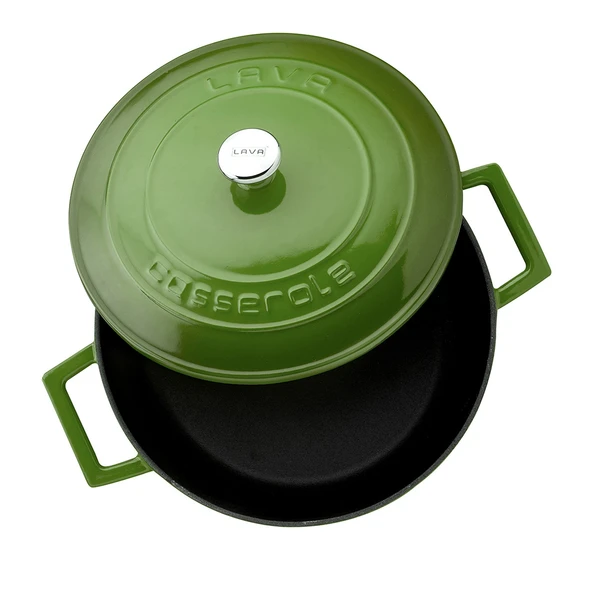 Lava Döküm Yuvarlak Tencere. Folk Çap(Ø)24cm.  Yeşil - Resim 3