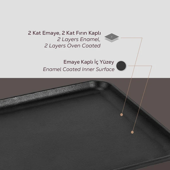 Lava Döküm Dikdörtgen Servis Tabağı Ölçü 34x25cm. - Resim 4