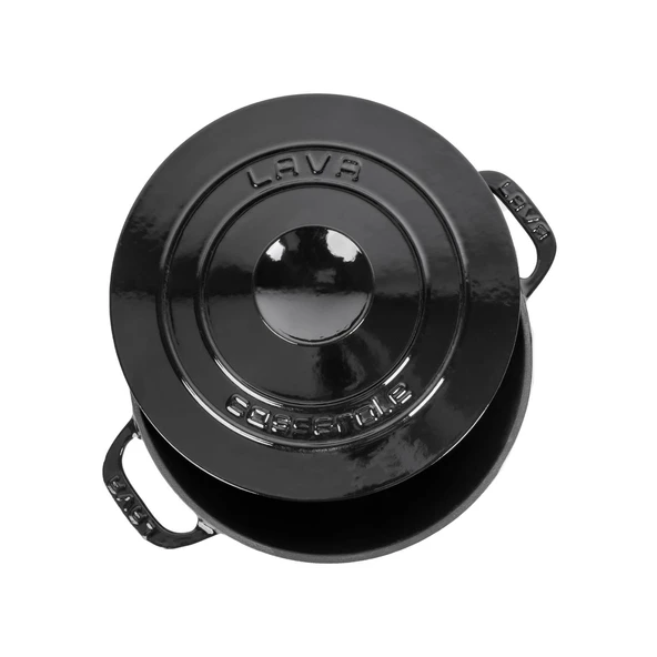 Lava Döküm Yuvarlak Tencere Döküm Demir Kapak Experience Serisi Çap(Ø)28cm  Siyah - Resim 3
