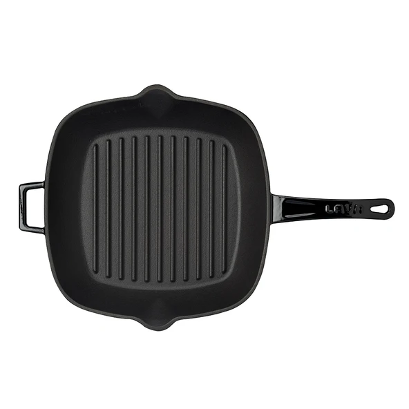 Lava Döküm Kare Izgara Tava Döküm Demir Yekpare Saplı Ölçü 26x26cm.  Siyah - Resim 3