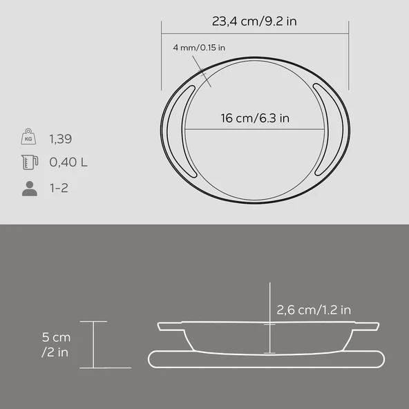 Lava Döküm Yuvarlak Sahan Döküm Demir Yekpare Çift Kulplu Kayın Servis Ahşabı Çap(Ø)16cm. - Resim 5