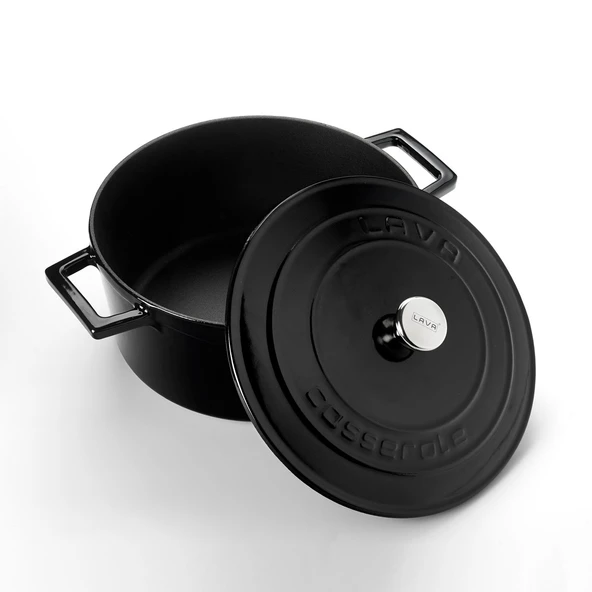 Lava Döküm Yuvarlak Tencere. Folk Çap(Ø)24cm.  Siyah - 2