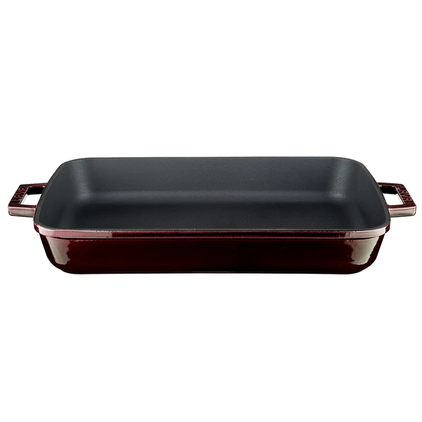 Lava Döküm Dikdörtgen Rosto ve Fırın Tepsisi Döküm Demir Yekpare Çift Kulplu Premium Serisi Ölçü 26x40cm. Mor ürün görseli 1