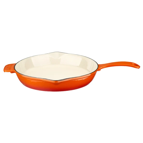 Lava Döküm Yuvarlak Kızartma Tavası Döküm Demir Yekpare Saplı Edition Serisi Çap(Ø)28cm.  Turuncu
