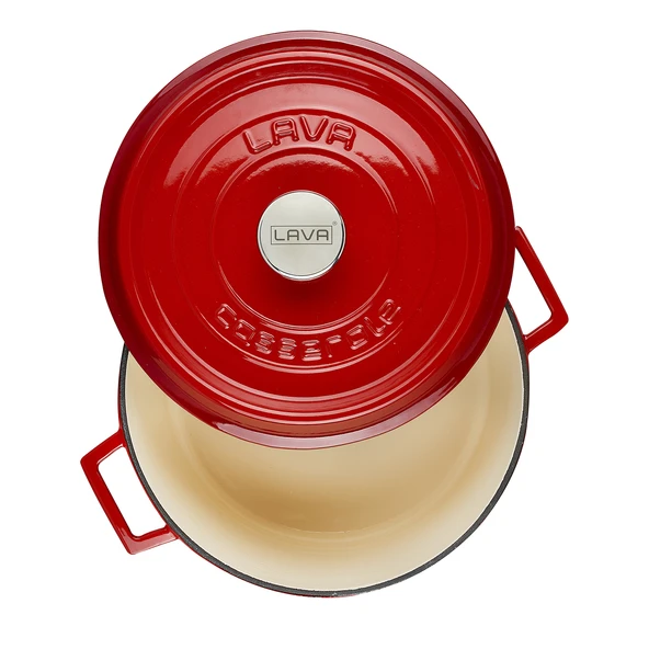 Lava Döküm Yuvarlak Tencere Döküm Demir Yekpare Kulplu Edition Serisi Çap(Ø)28cm.  Kırmızı - Resim 3