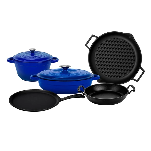 Lava Döküm 5x Trendy Serisi 8 Parça Tencere & Tava Seti  Mavi - Resim 2