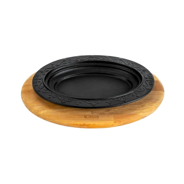 Lava Döküm Oval Döner, Kebap Tabağı Kayın Servis Ahşabı. Ölçü 28x20cm. - 1