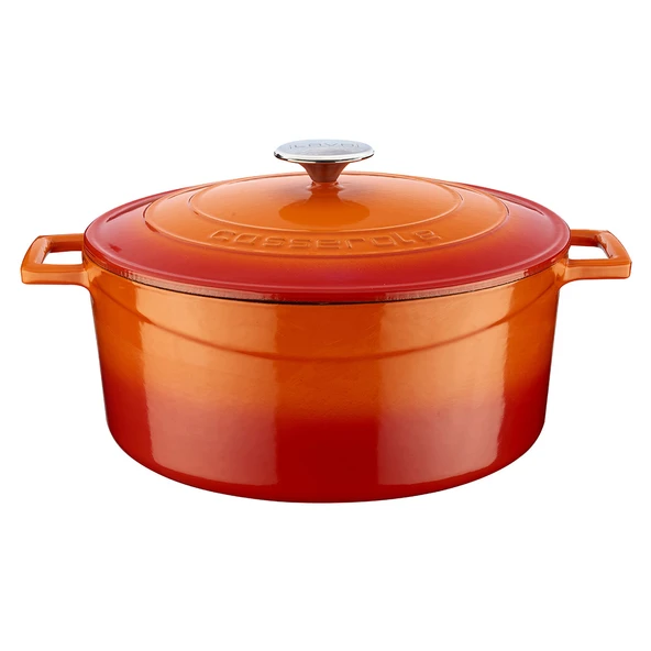 Lava Döküm Yuvarlak Tencere. Folk Çap(Ø)28cm. Turuncu