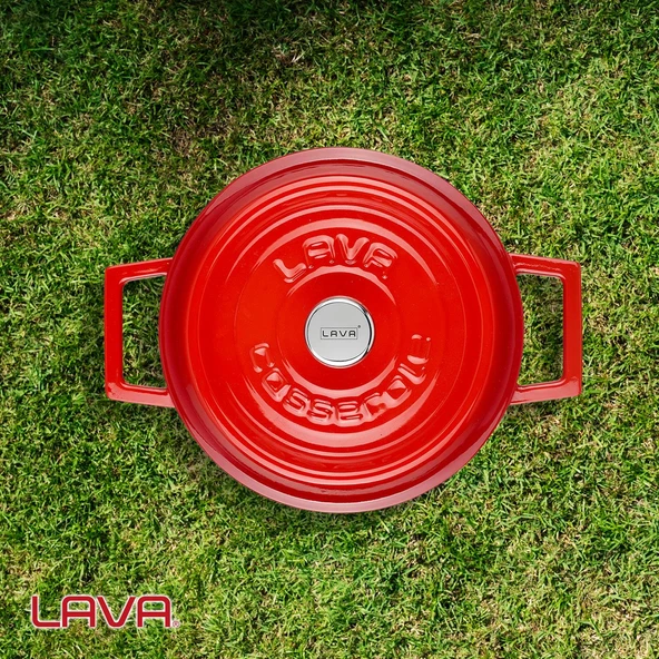 Lava Döküm Yuvarlak Tencere. Trendy Çap(Ø) 18cm.  Kırmızı - Resim 6
