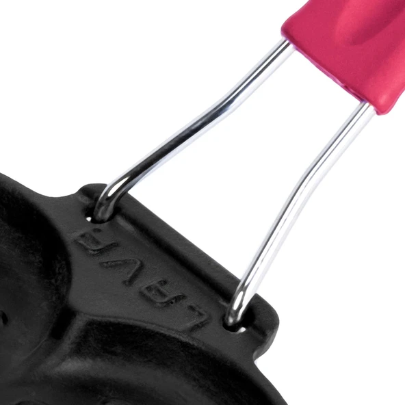 Lava Döküm Sığ Izgara Tavası Love Serisi Silikon Tel Saplı Ölçü 22x23cm.  Pembe - Resim 3