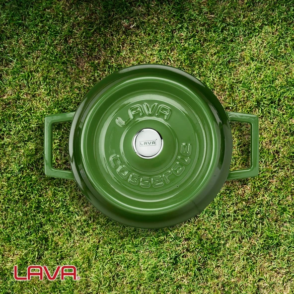 Lava Döküm Yuvarlak Tencere. Trendy Çap(Ø) 18cm.  Yeşil - Resim 6