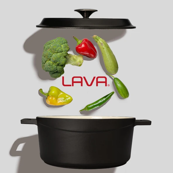 Lava Döküm Yuvarlak Tencere Döküm Demir Yekpare Kulplu Edition Serisi Çap(Ø)24cm.  Siyah - Resim 7