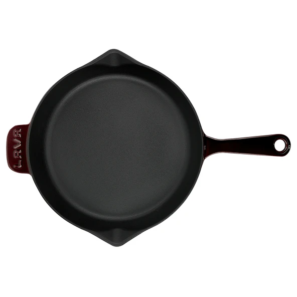 Lava Döküm Yuvarlak Kızartma Tavası Döküm Demir Yekpare Saplı Premium Serisi. Çap(Ø)28cm.  Mor - 3