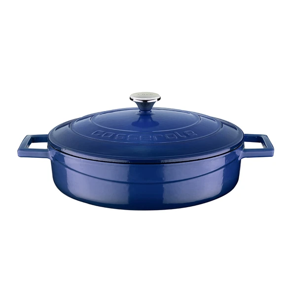 Lava Döküm Çok Amaçlı Yayvan Tencere. Folk Serisi Çap(Ø)24cm.  Mavi ürün görseli 1