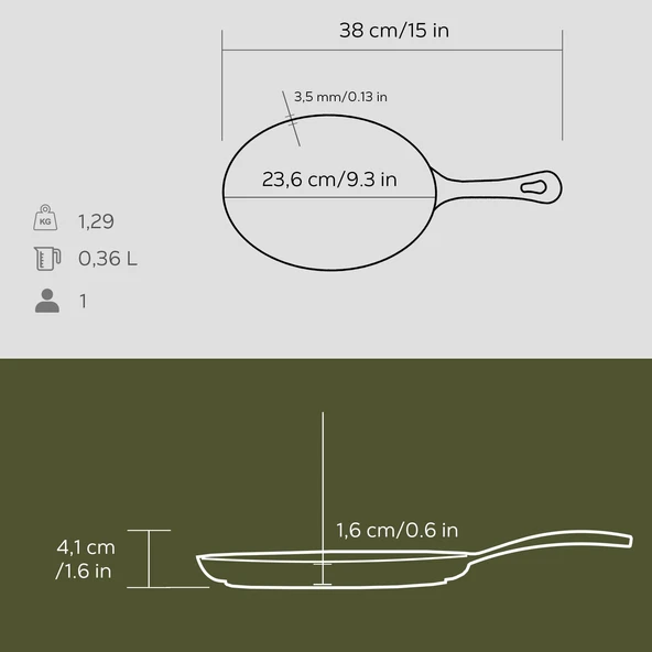 Lava Döküm Oval Fajita Tabağı Döküm Demir Yekpare Saplı Ölçü 17x23cm. - Resim 3