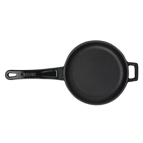 Lava Döküm Yuvarlak Kızartma Tavası Döküm Demir Yekpare Saplı Çap(Ø)16cm.  Siyah - Resim 3