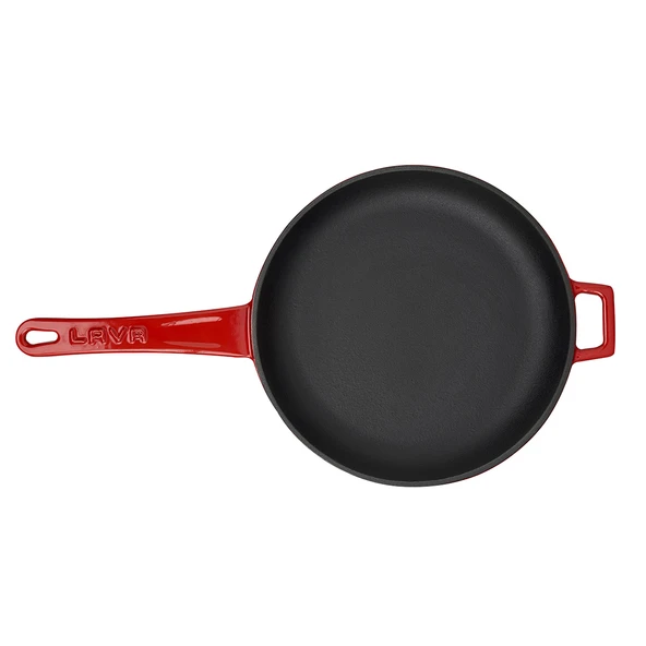 Lava Döküm Yuvarlak Kızartma Tavası Döküm Demir Yekpare Saplı  Çap(Ø)20cm.  Kırmızı - Resim 3