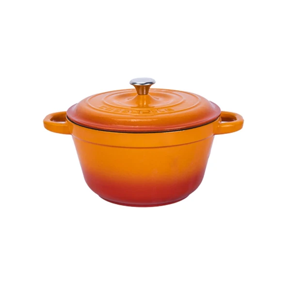 Lava Döküm Yuvarlak Tencere Döküm Demir Kapak New Heritage Serisi Çap(Ø)22cm.  Turuncu ürün görseli
