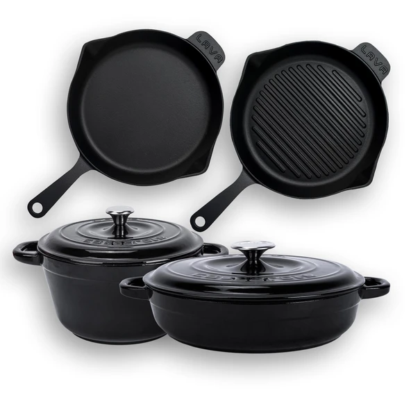 Lava Döküm 4X New Heritage Serisi Döküm Demir Tencere Tava Çeyiz Seti  Siyah - Resim 3