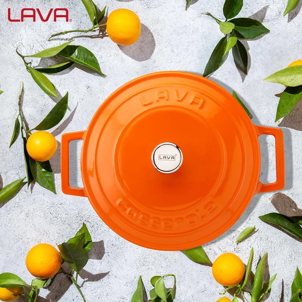 Lava Döküm Yuvarlak Tencere. Folk Çap(Ø) 22cm.  Turuncu - 7
