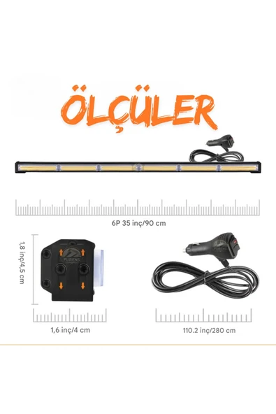ASTRALED Turuncu Tepe Çakar Bar Led 90cm 12-24v Off Road Çekici Traktör İkaz Lambası Çakar 17 Modlu - 3
