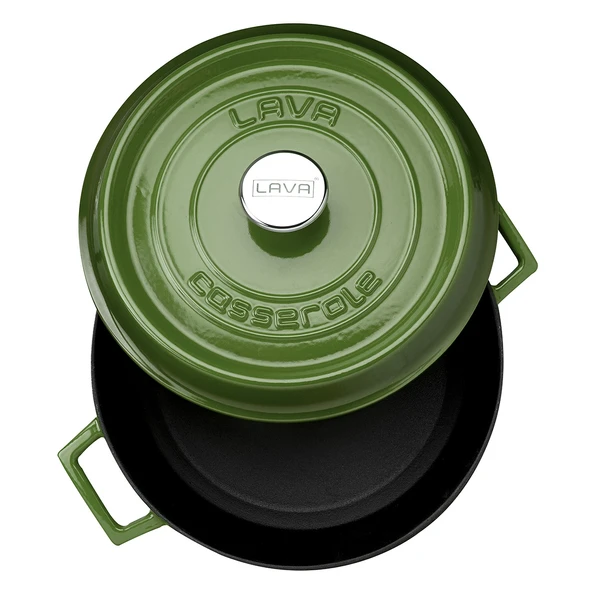 Lava Döküm Yuvarlak Tencere. Trendy Çap(Ø)28cm.  Yeşil - 3