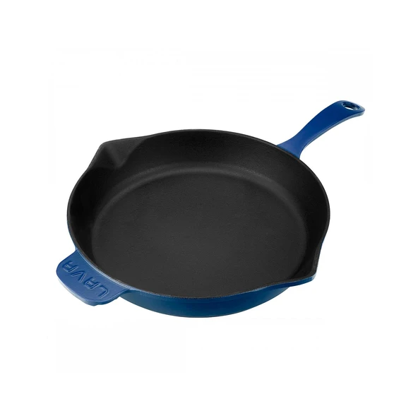 Lava Döküm Yuvarlak Kızartma Tavası Döküm Demir Yekpare Saplı. Çap(Ø)28cm  Mavi - 2