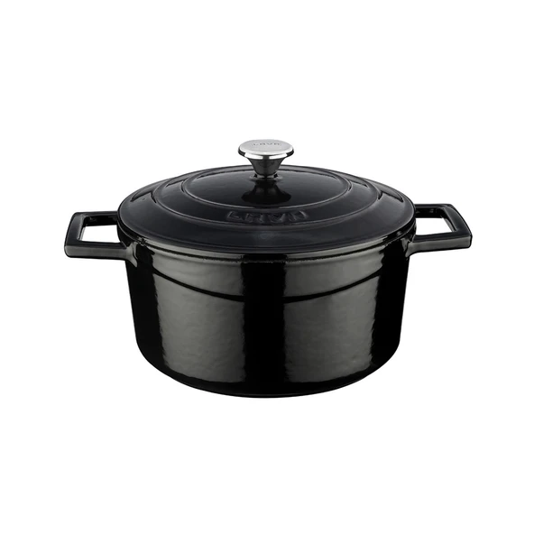 Lava Döküm Yuvarlak Tencere. Folk Çap(Ø) 22cm.  Siyah