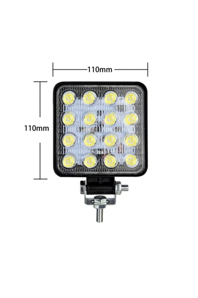 ZAUSS Off Road Sis Gündüz Farı Çalışma Lambası 8,5x8,5cm Kare 16 Led Traktör Kamyon Iş Makinesi - 4