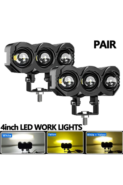 Beyaz Sarı  Motorsiklet Sis Farı Led Projektör 1 Adet - 4