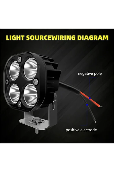ASTRALED Offroad Sis Lambası 4 Led 20w  Cree Beyaz  Led Motorsiklet Uyumlu ikili set - 3