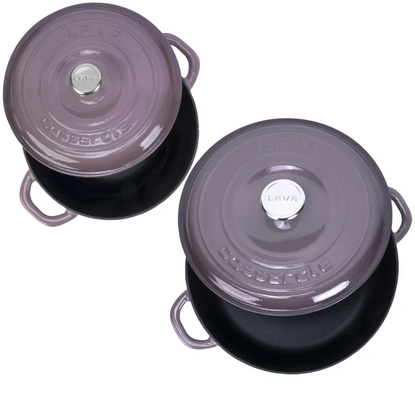 Lava Döküm 2X New Heritage Serisi Döküm Demir Tencere Tava Seti  Mor - 3