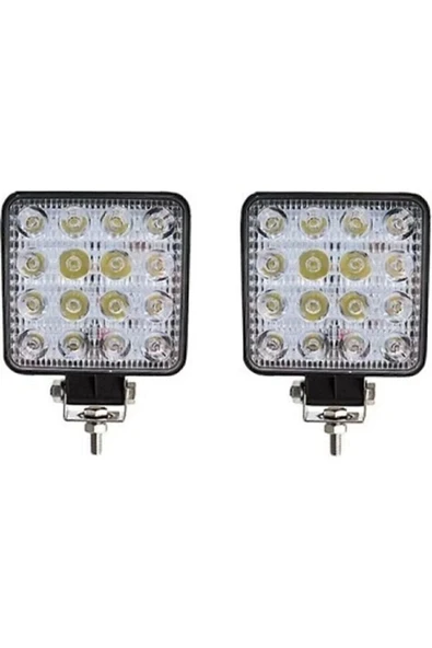 Superpower 2 Adet 16 Led Kare (off Road-ış Makinası-tekne-yat) Sis Farı Çalışma Lambası - Resim 2