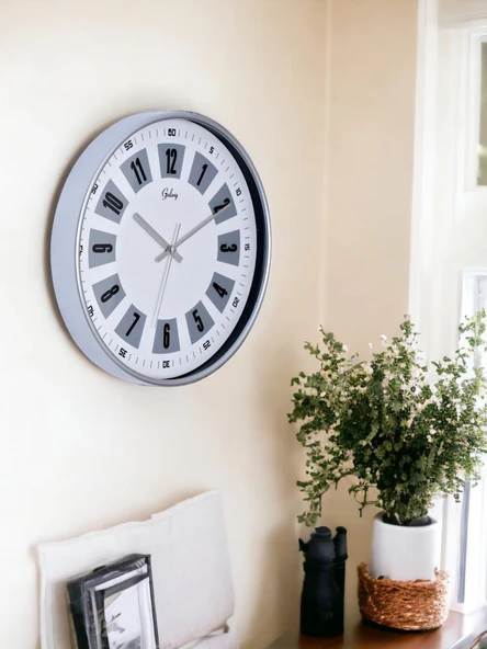 Galaxy 221-G-1 Serisi Eskitme Metal Görünümlü Sessiz Akar Modern Duvar Saati 30 cm - Resim 3