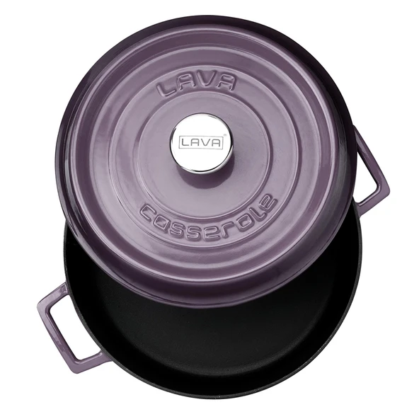 Lava Döküm Çok Amaçlı Yayvan Tencere. Trendy Serisi Çap(Ø)28cm.  Mor - Resim 2