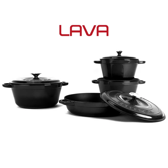 Lava Döküm 4X New Heritage Serisi Döküm Demir Tencere Seti  Siyah - 2