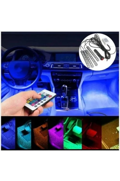 Araç Içi Aydınlatma Ayak Altı Led Müziğe Sese Duyarlı Kumandalı Rgb Aydınlatma Çakmak Girişli 12v - 2
