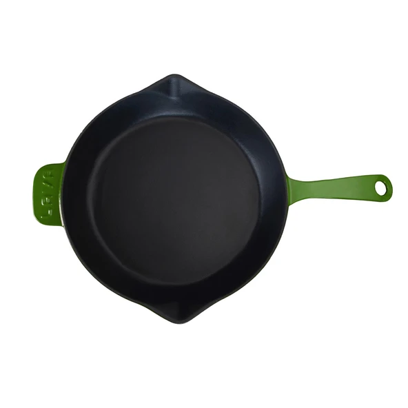 Lava Döküm Yuvarlak Kızartma Tavası Döküm Demir Yekpare Saplı. Çap(Ø)28cm  Yeşil - Resim 3