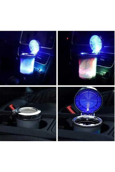 Araç İçi Işıklı Küllük Bardaklı veya Izgara Sabitleme Özellikli - Resim 3