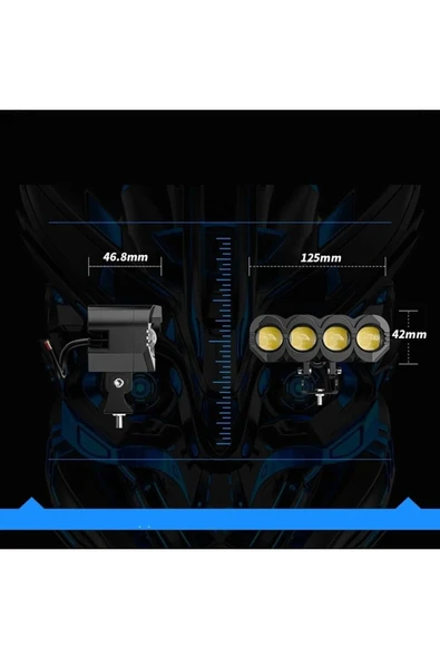 ASTRALED 2 ADET Motosiklet 4 Led Lazer Sis Farı  Delici Beyaz Sarı Çift Renk Metal Baykuş Led Işık - 3