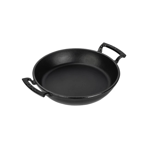 Lava Döküm Yuvarlak Sahan Döküm Demir Yekpare Çift Kulplu Çap(Ø)24cm.  Siyah - Resim 2