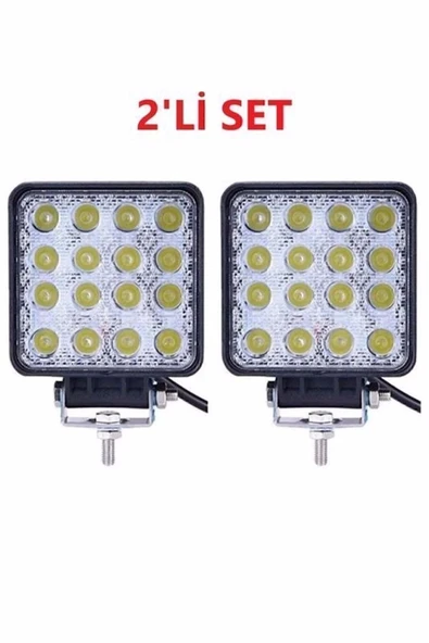 Superpower 2 Adet 16 Led Kare (off Road-ış Makinası-tekne-yat) Sis Farı Çalışma Lambası ürün görseli