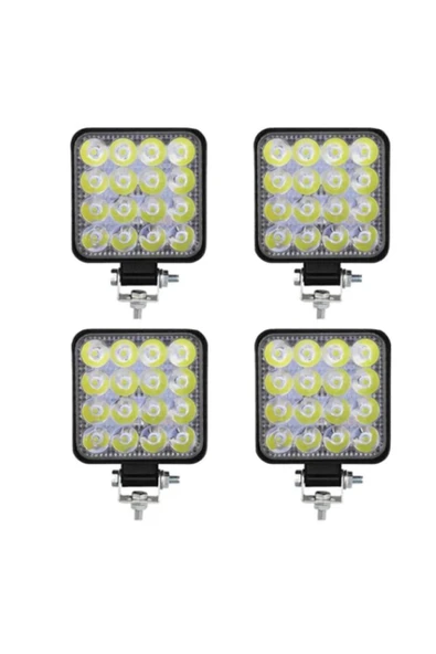 ZAUSS Off Road Sis Gündüz Farı Çalışma Lambası 8,5x8,5cm Kare 16 Led Traktör Kamyon Iş Makinesi - 6